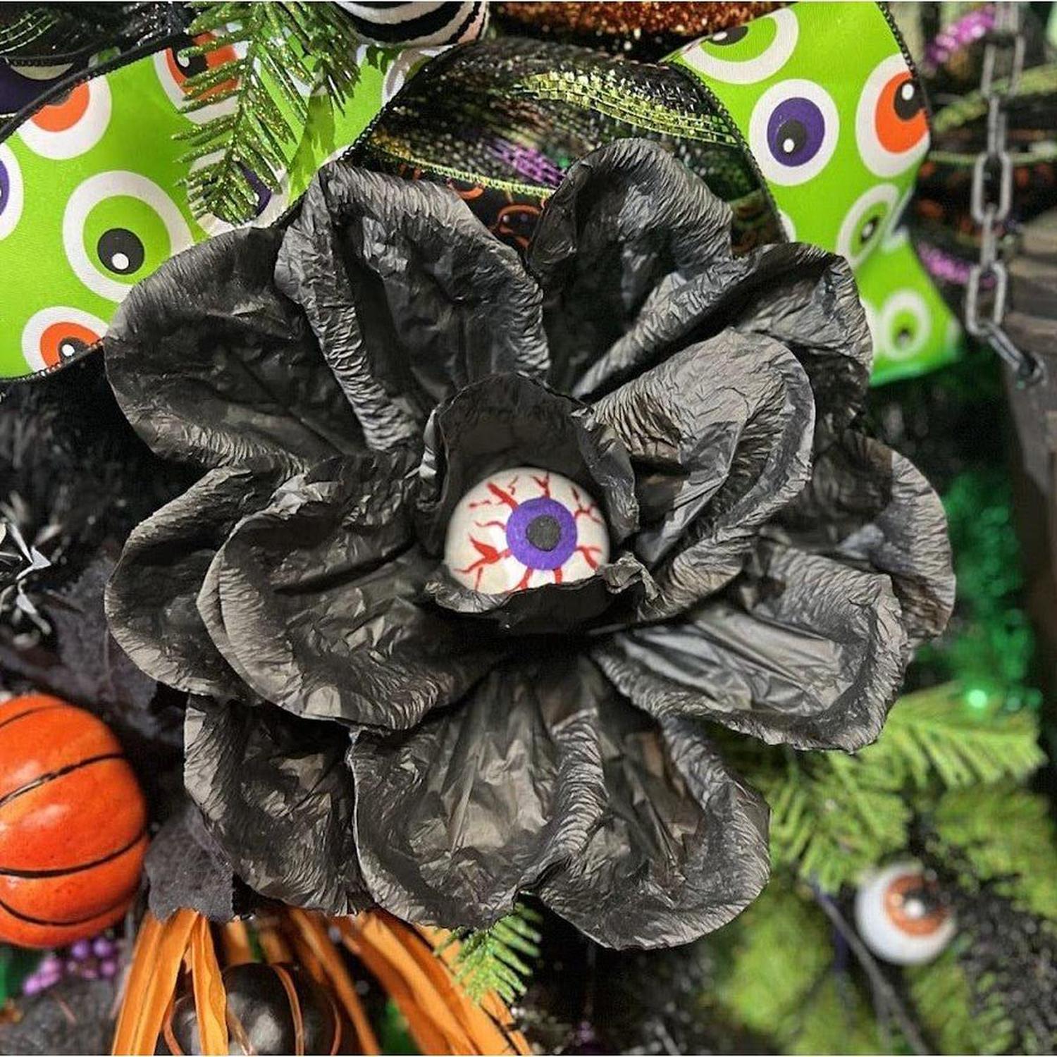 19" Paper Rose Eyeball Stem: Black