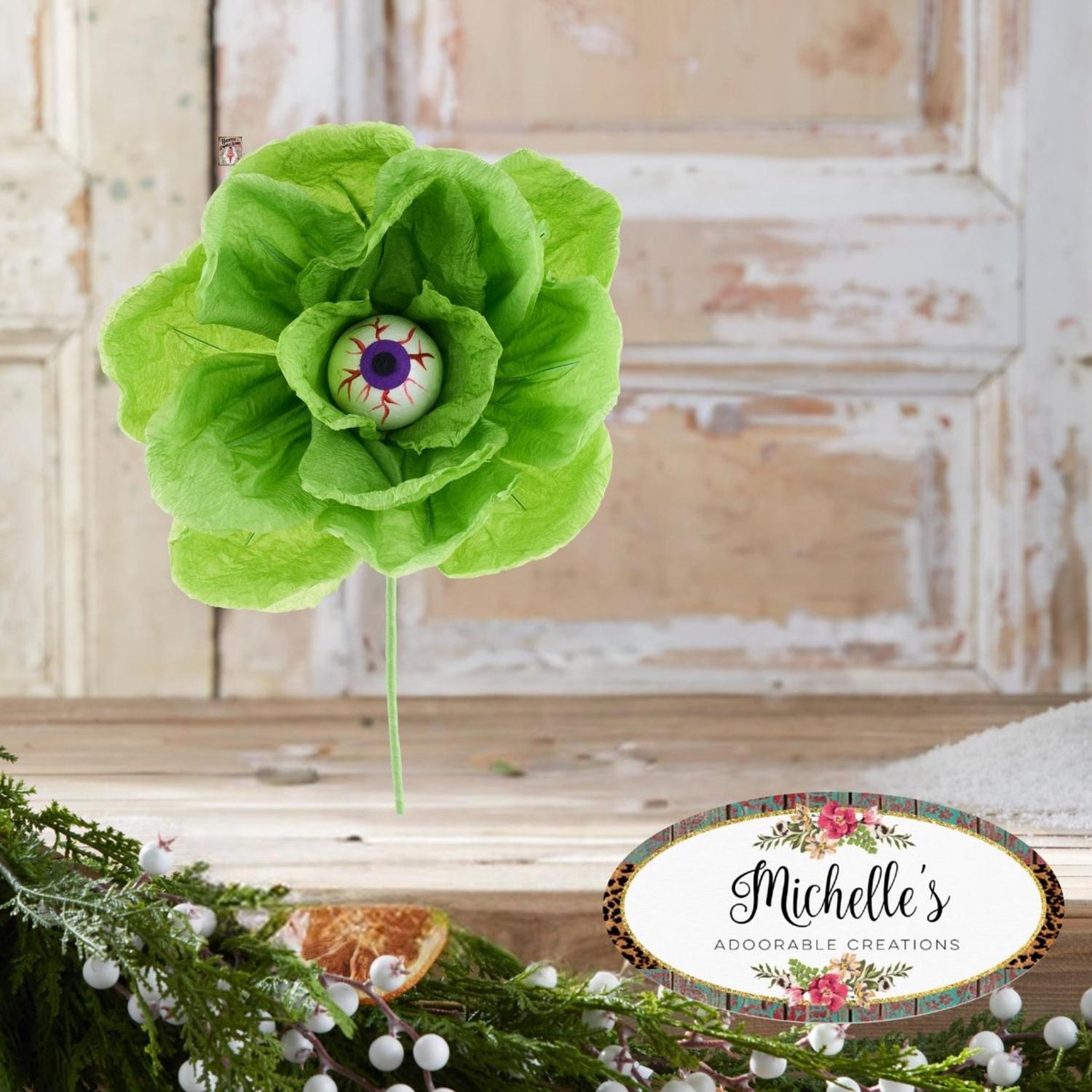 19" Paper Rose Eyeball Stem: Green