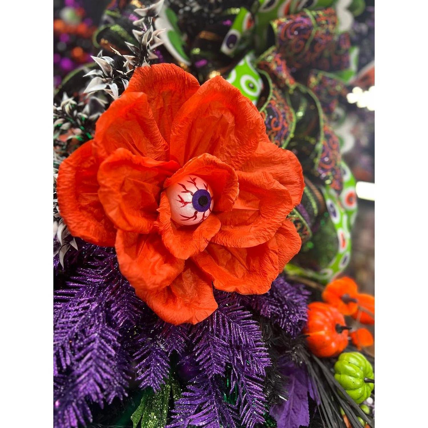 19" Paper Rose Eyeball Stem: Orange