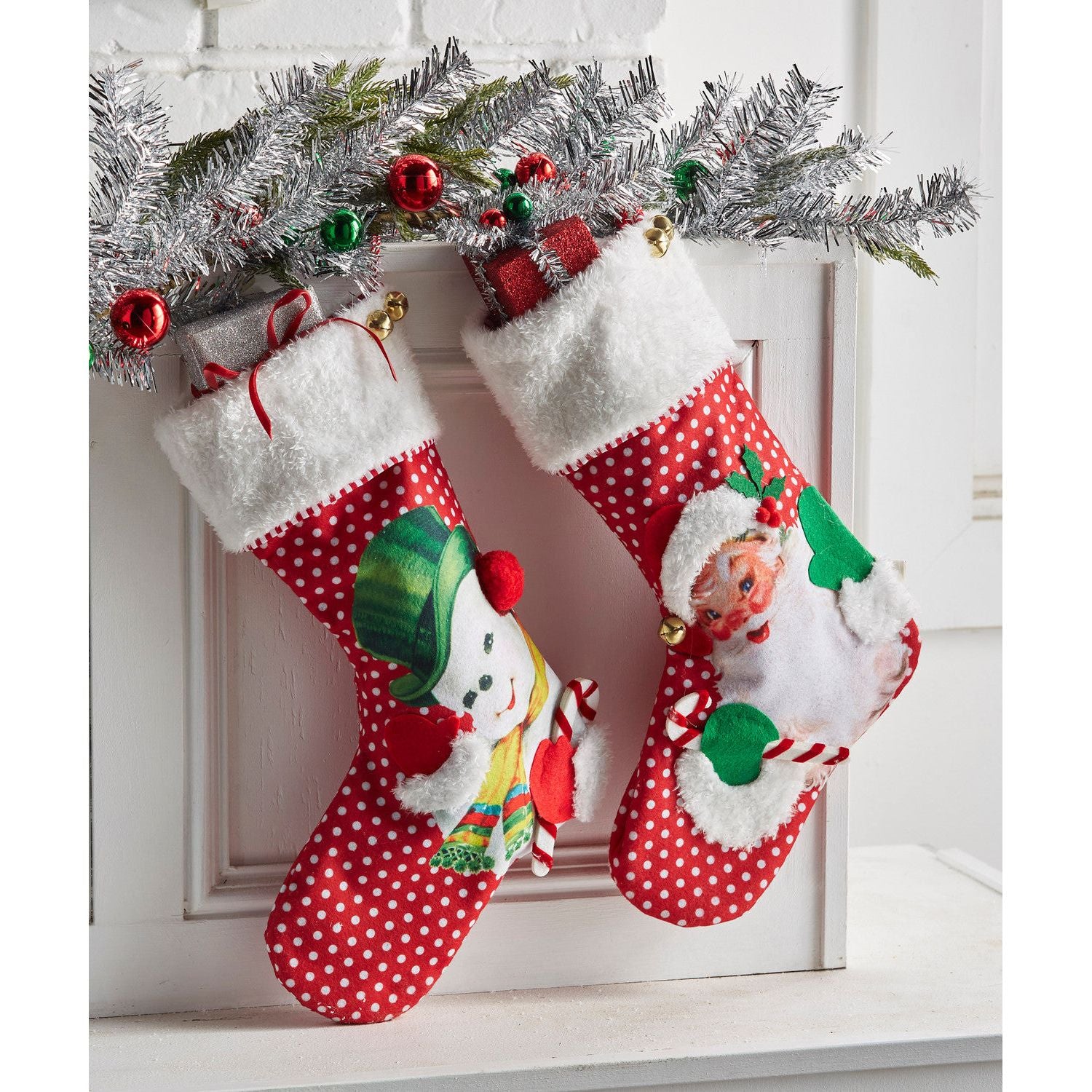 Shop For 19" Retro Christmas Stocking Santa/Snowman Set of 2