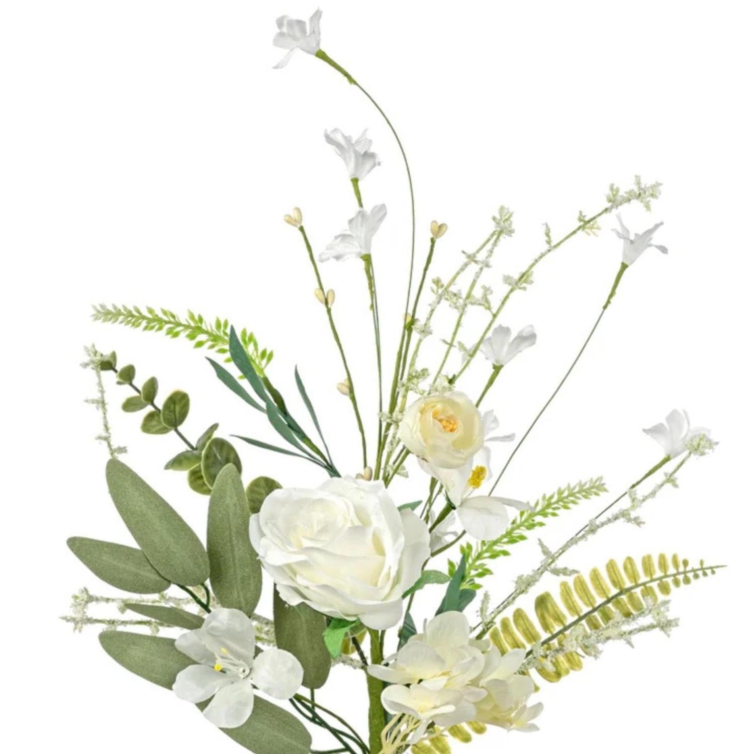 19" Rose Hydrangea Flower Spray: White/Cream