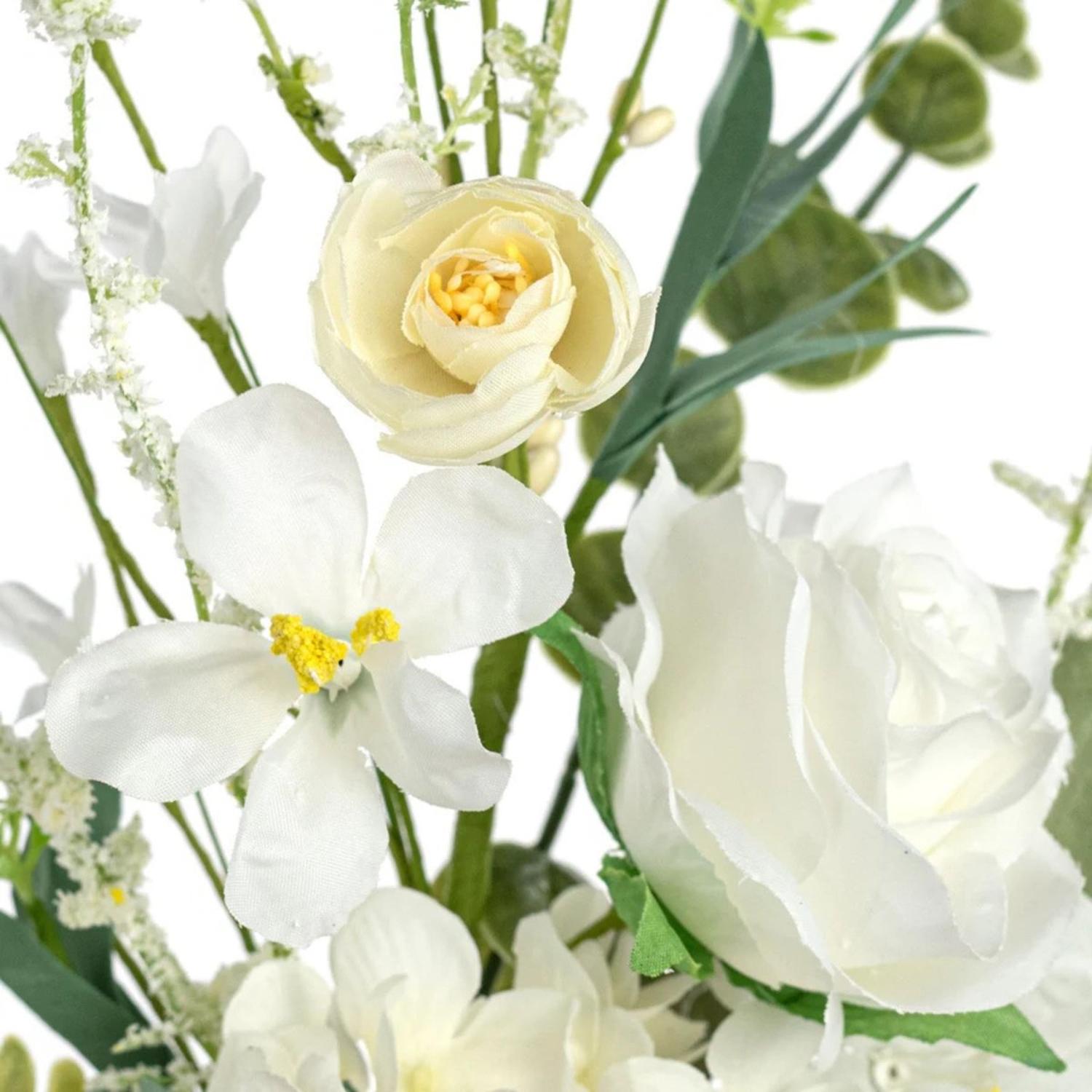 19" Rose Hydrangea Flower Spray: White/Cream