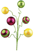 Shop For 19" Stripe Solid Glitter Ball Spray: Yellow/Fuchsia/Lime Green