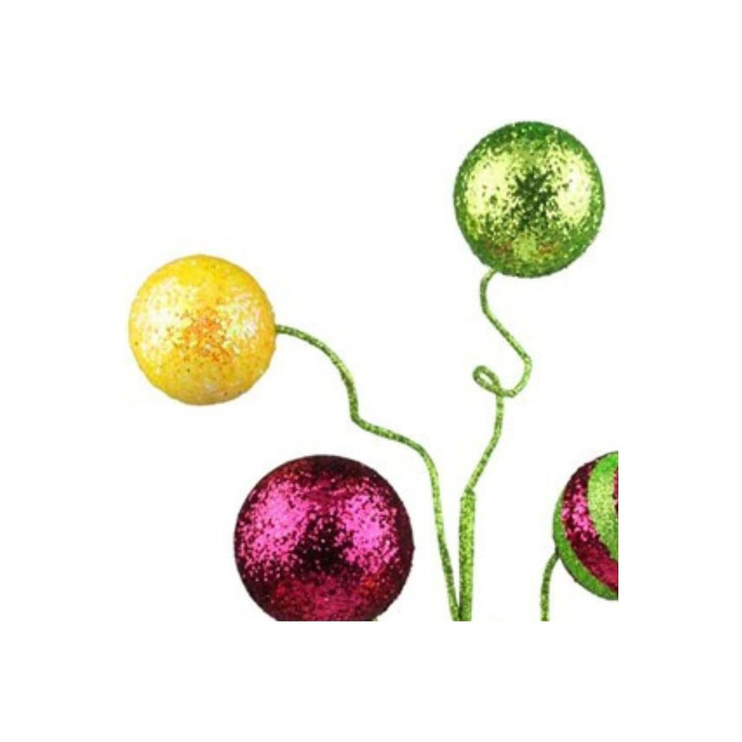 Shop For 19" Stripe Solid Glitter Ball Spray: Yellow/Fuchsia/Lime Green