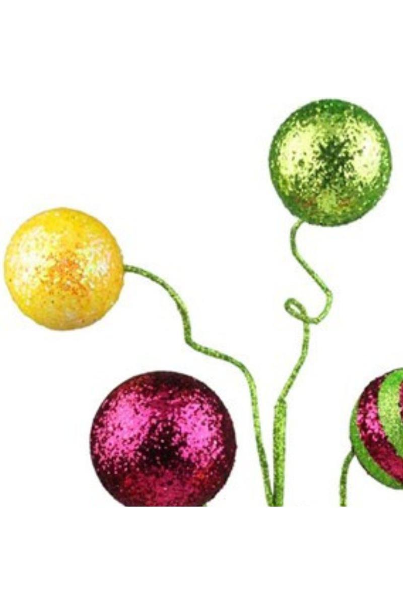 Shop For 19" Stripe Solid Glitter Ball Spray: Yellow/Fuchsia/Lime Green