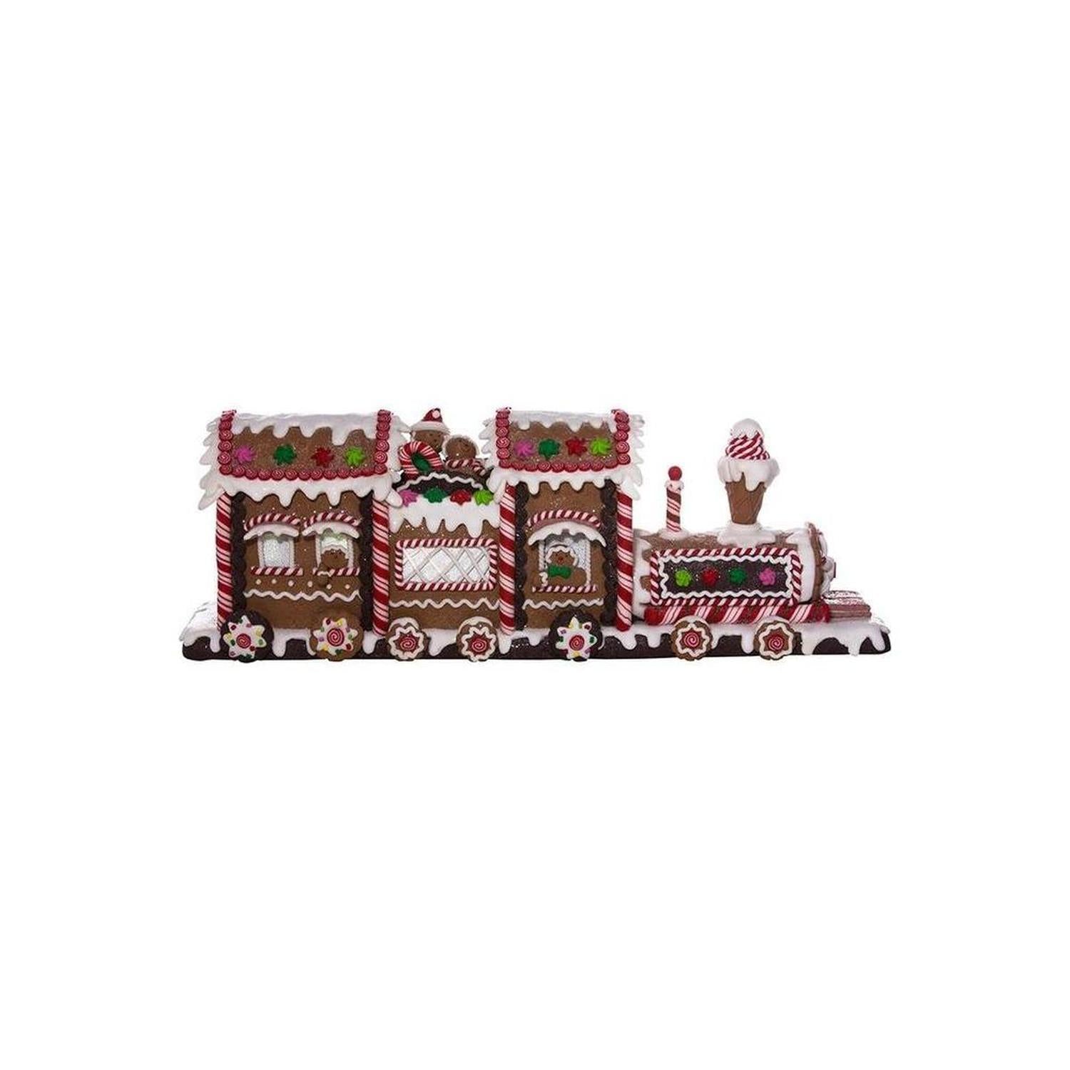 19.5" Battery-Operated LED Gingerbread Train