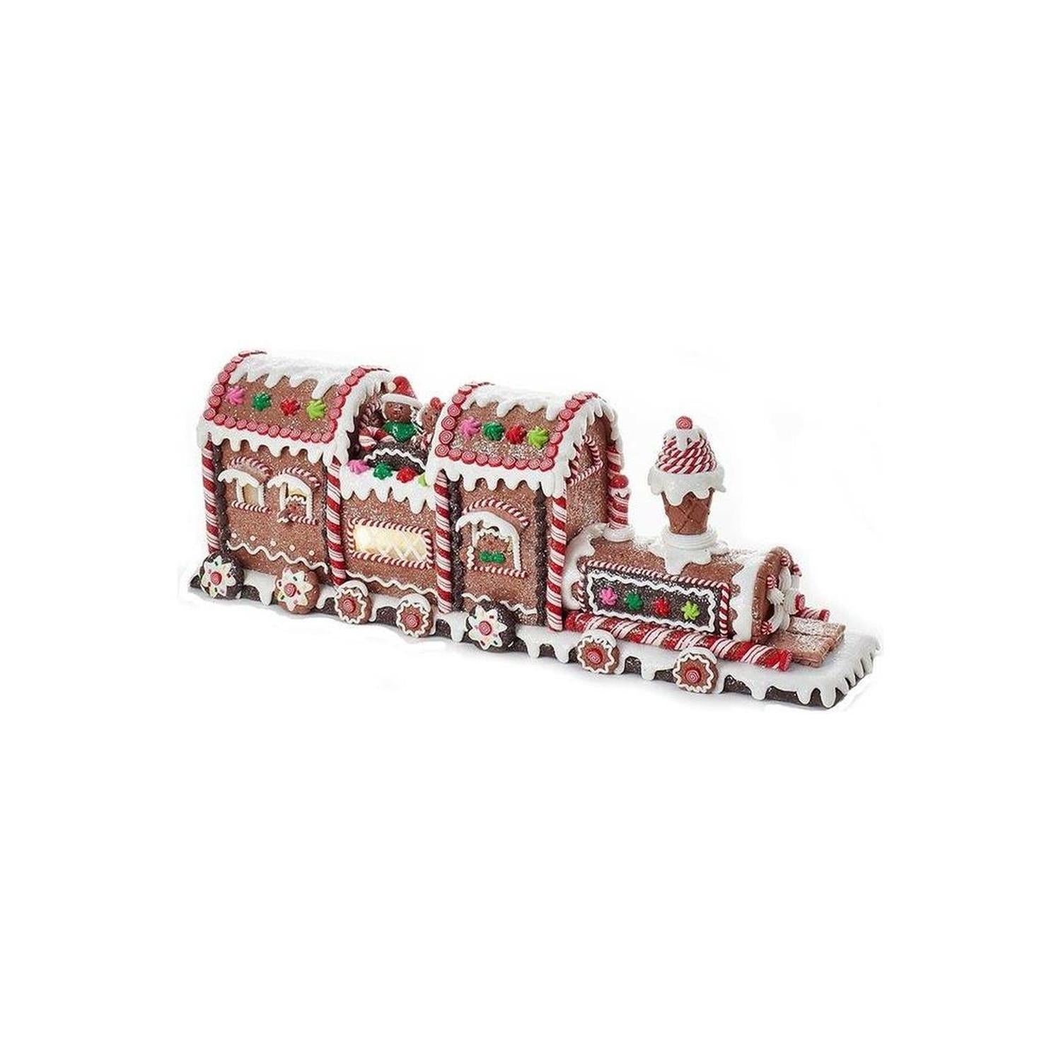 19.5" Battery-Operated LED Gingerbread Train
