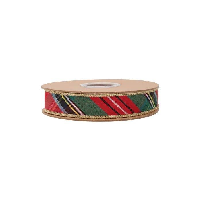Shop For 1in Bold Christmas Plaid Gold Backing Ribbon (10 Yards)