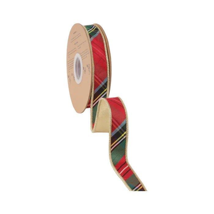 Shop For 1in Bold Christmas Plaid Gold Backing Ribbon (10 Yards)