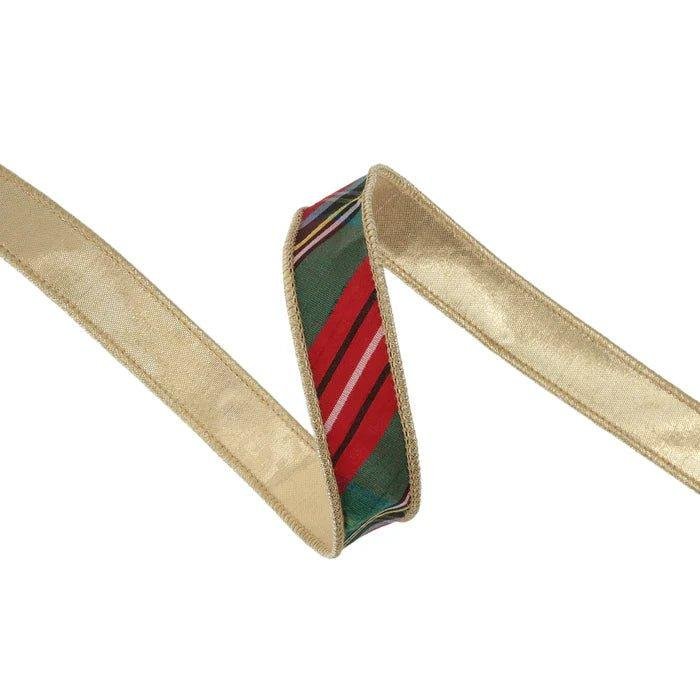 Shop For 1in Bold Christmas Plaid Gold Backing Ribbon (10 Yards)