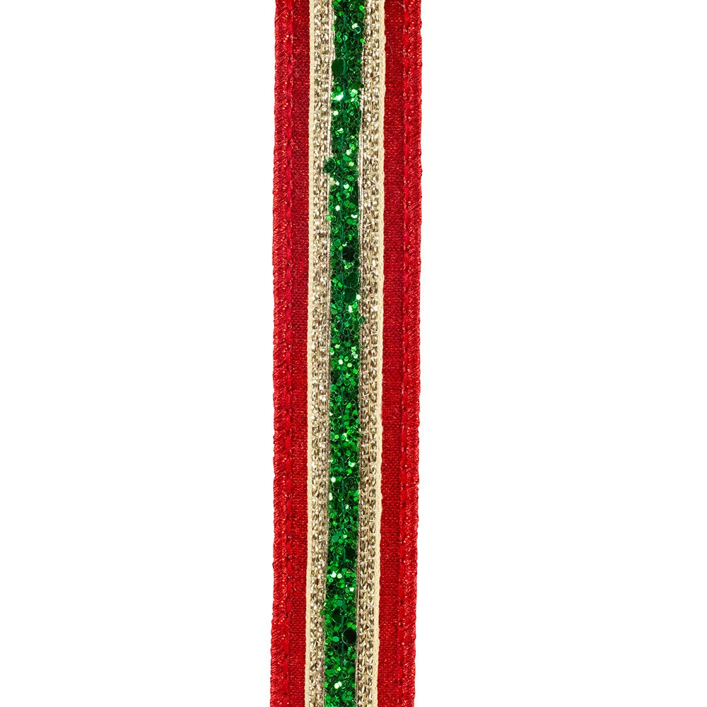 Shop For 1in Glitter Stripe Fiesta Ribbon: Red (5 Yards)