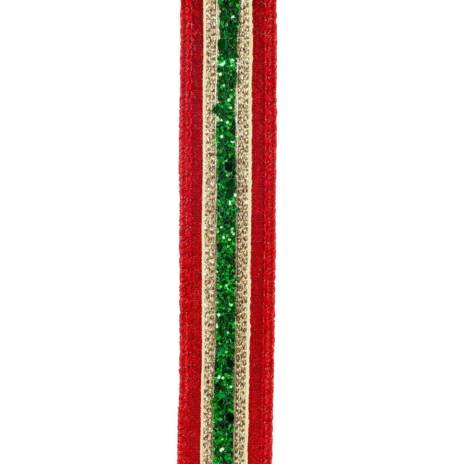 Shop For 1in Glitter Stripe Fiesta Ribbon: Red (5 Yards)