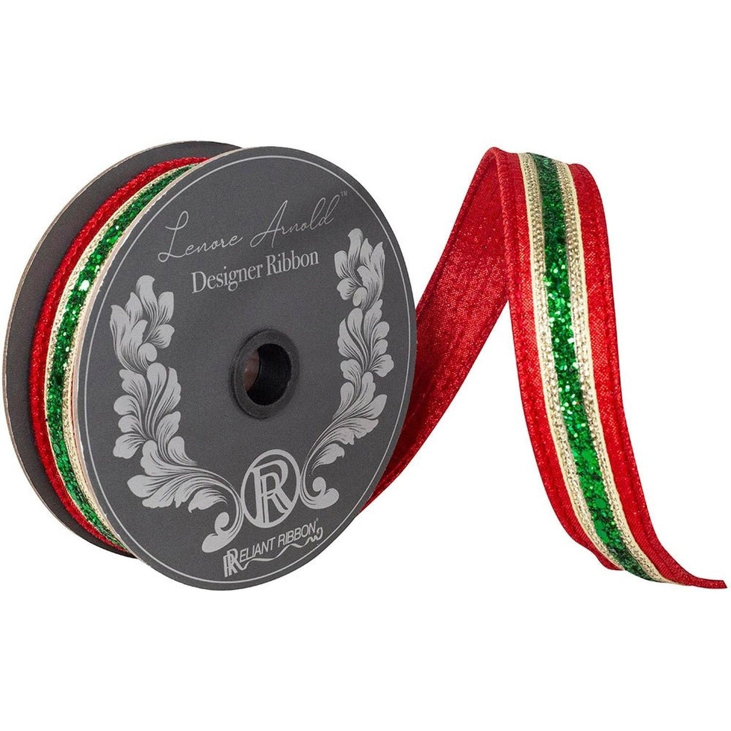 1in Glitter Stripe Fiesta Ribbon: Red (5 Yards)