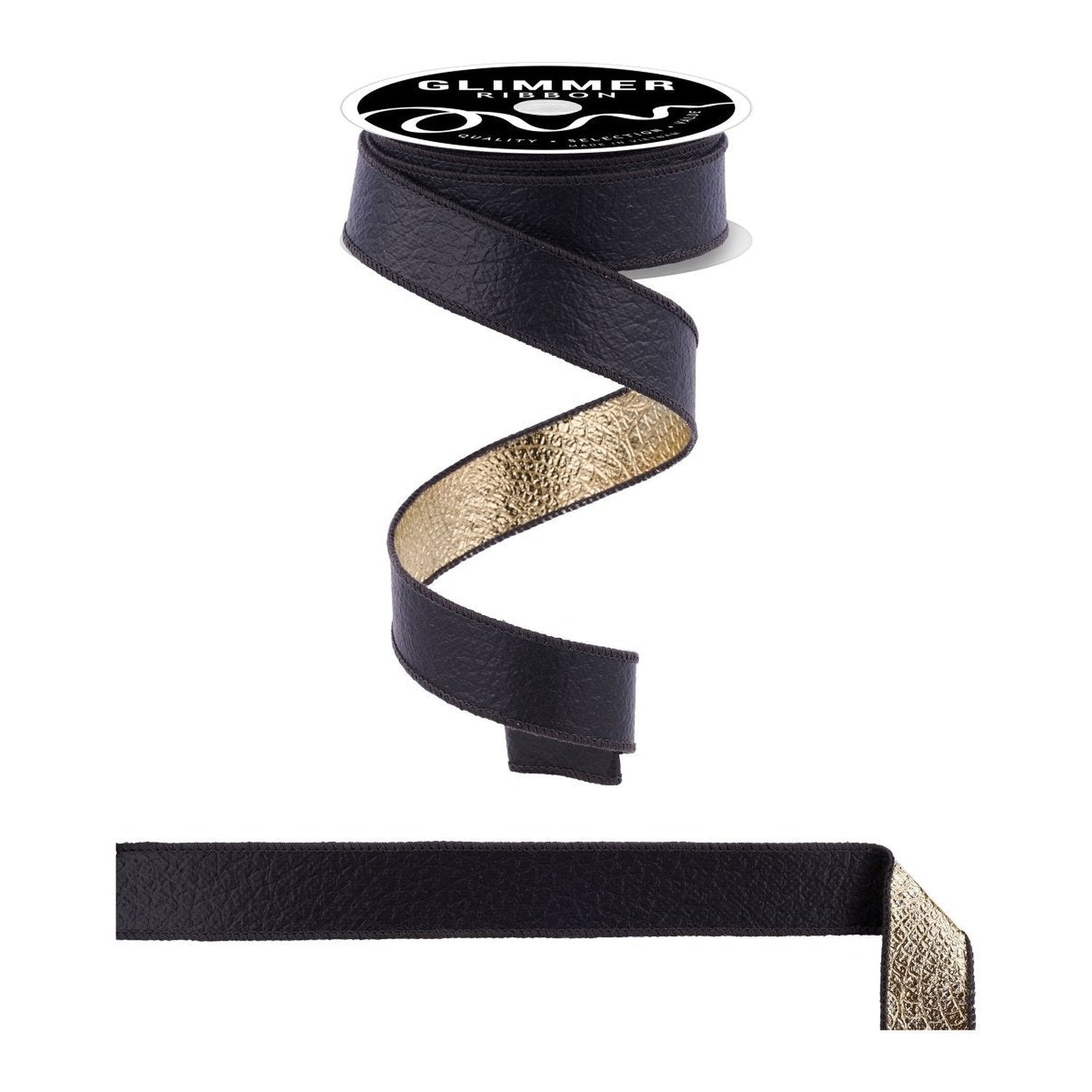 Shop For 1in Ice Crackle Scale Fused Ribbon: Black/Gold (10 Yards)