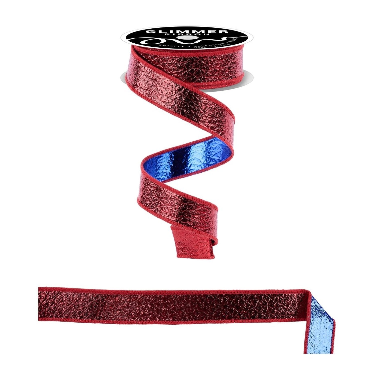 Shop For 1in Ice Crackle/Water Dot Fused Ribbon: Red/Blue (10 Yards)