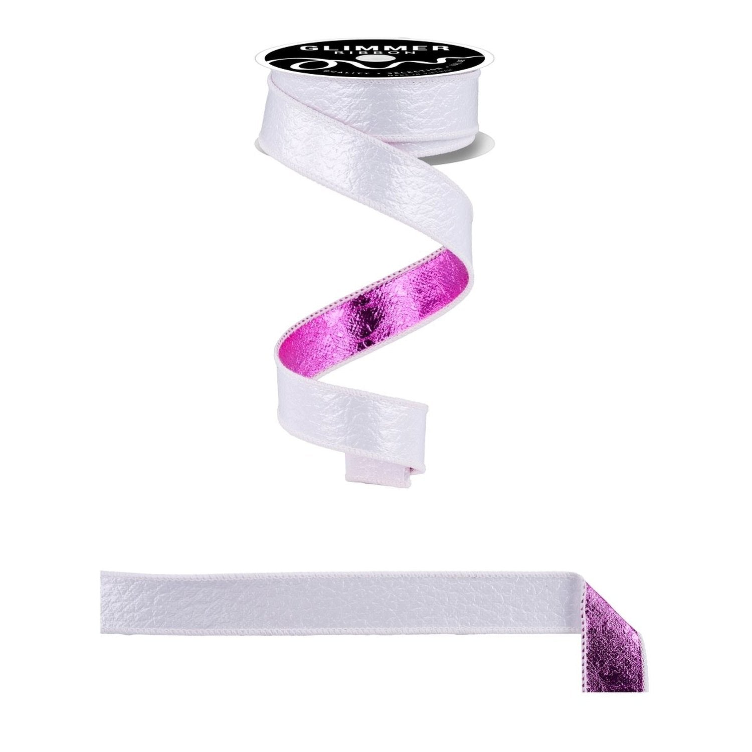 Shop For 1in Ice Crackle/Water Dot Fused Ribbon: White/Fuchsia (10 Yards)