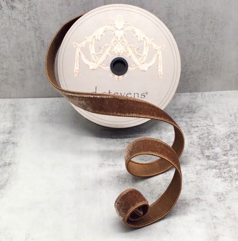 Shop For 1in Lush Velvet Dupion Back Ribbon: Walnut Brown (10 Yards)
