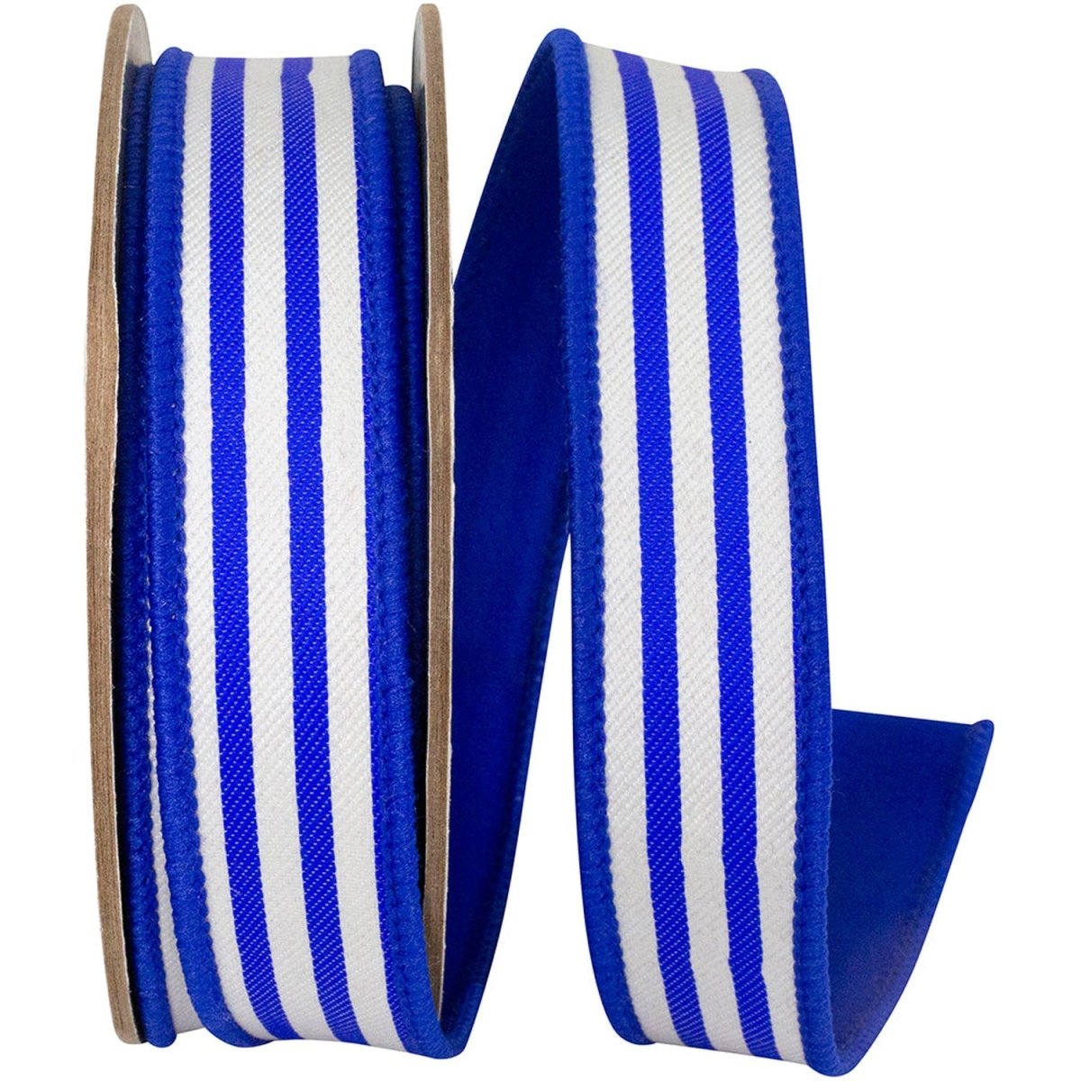 Shop For 1in Striped Twill Dupioni Ribbon: Blue/White (10 Yards)