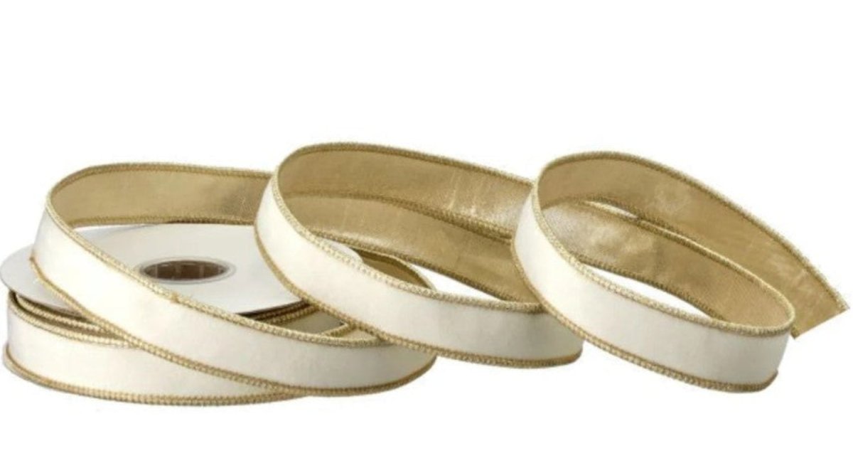 Shop For 1in Velvet Ribbon with Platinum Edge: Ivory (10 Yards)