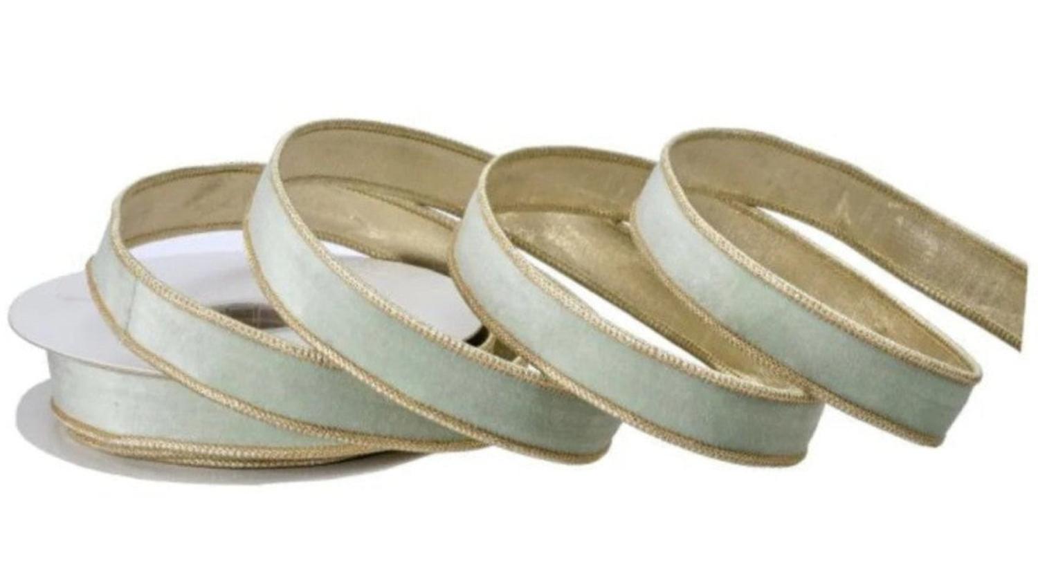 Shop For 1in Velvet Ribbon with Platinum Edge: Mint Green (10 Yards)