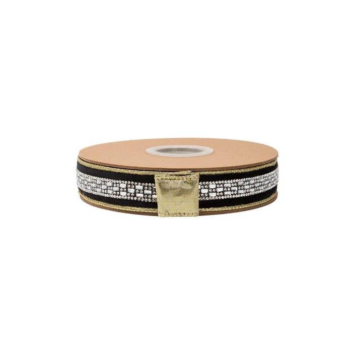 Shop For 1in Velvet Wired Ribbon w/ Diamond Accent Ribbon: Black (10 Yards)