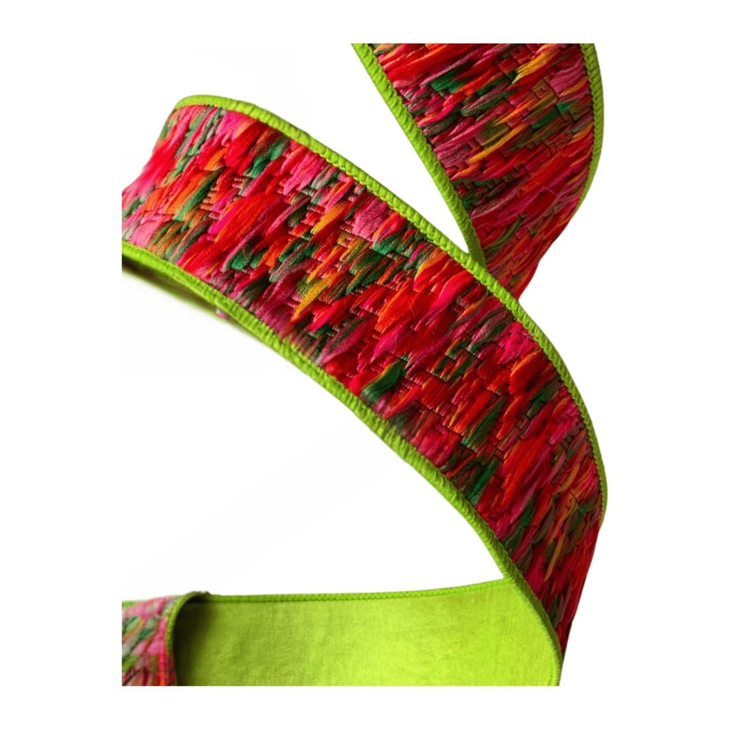 2" Groovy Loom Ribbon: Apple Green (5 Yards)