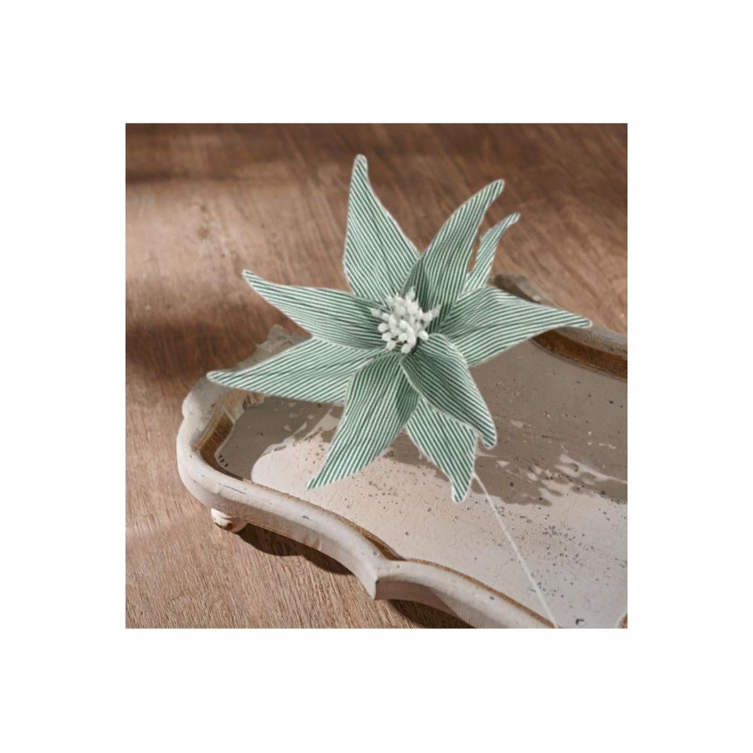 20" Canvas Striped Poinsettia: Dark Green