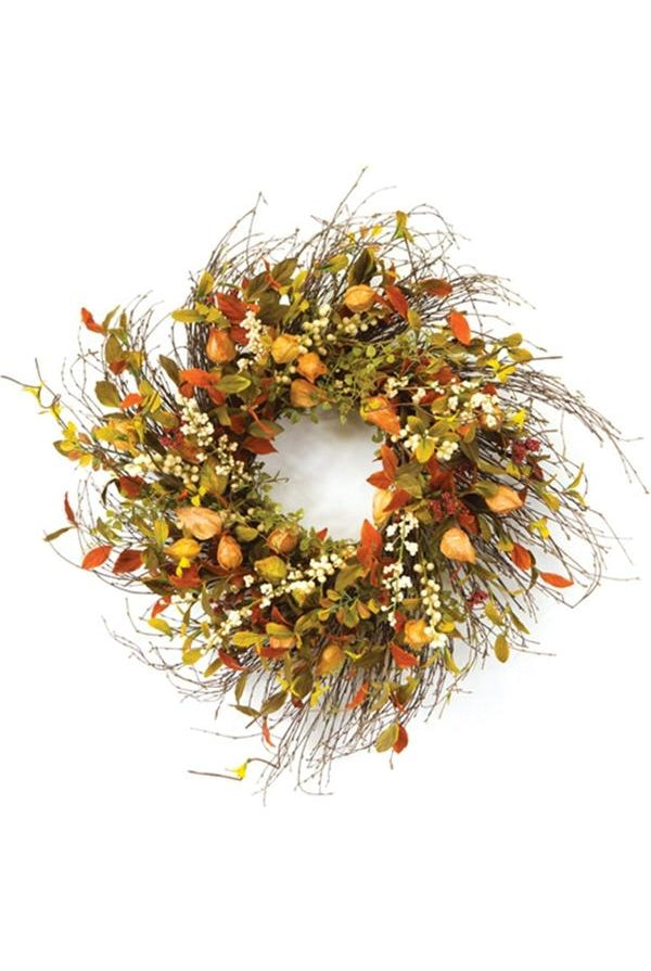 Shop For 20" Cape Gooseberry Twig Fabric Wreath 44343DS