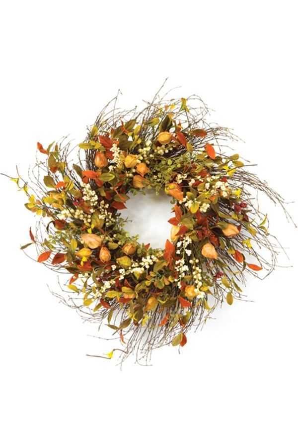 Shop For 20" Cape Gooseberry Twig Fabric Wreath at Michelle's aDOORable Creations