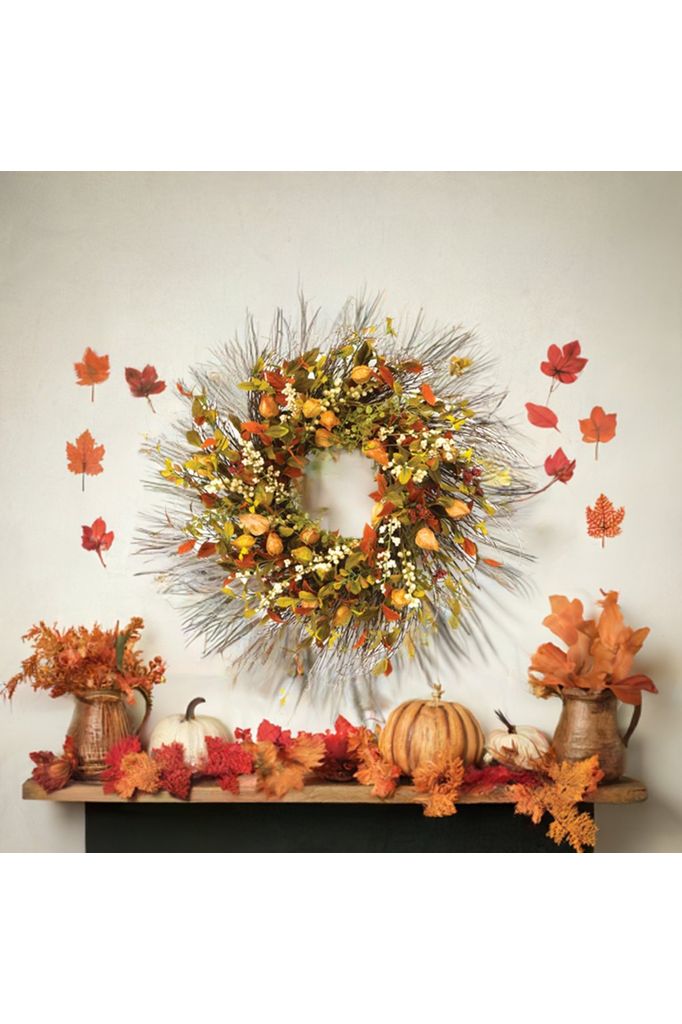 Shop For 20" Cape Gooseberry Twig Fabric Wreath at Michelle's aDOORable Creations