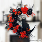 Shop For 20" Crescent Moon Floral Black Cat Door Wreath