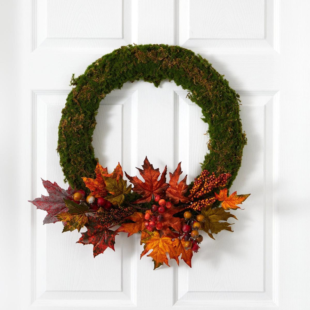 Shop For 20” Fall Maple Leaf and Berries Artificial Autumn Wreath