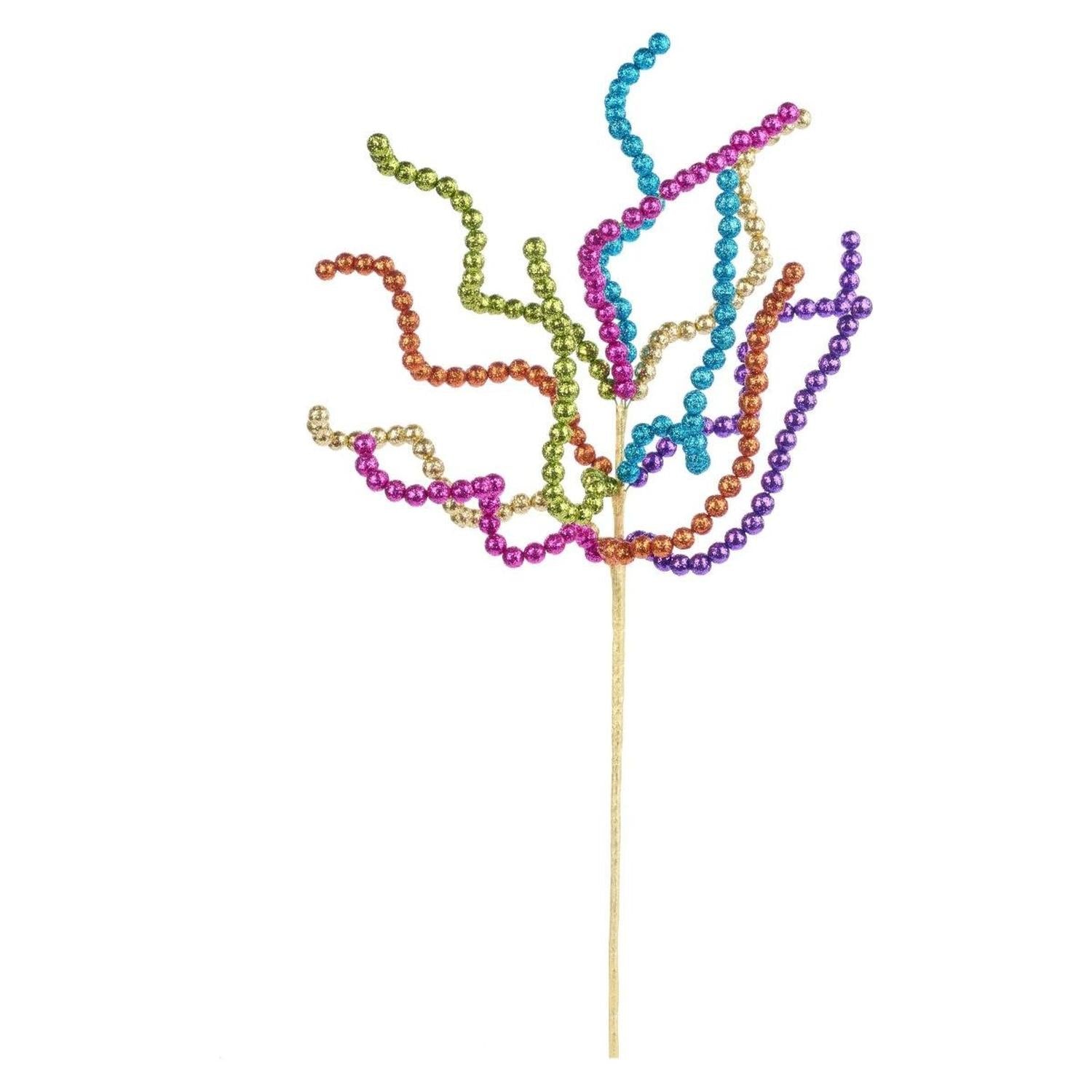 20" Glitter Bead Curly Twig Spray: Fiesta