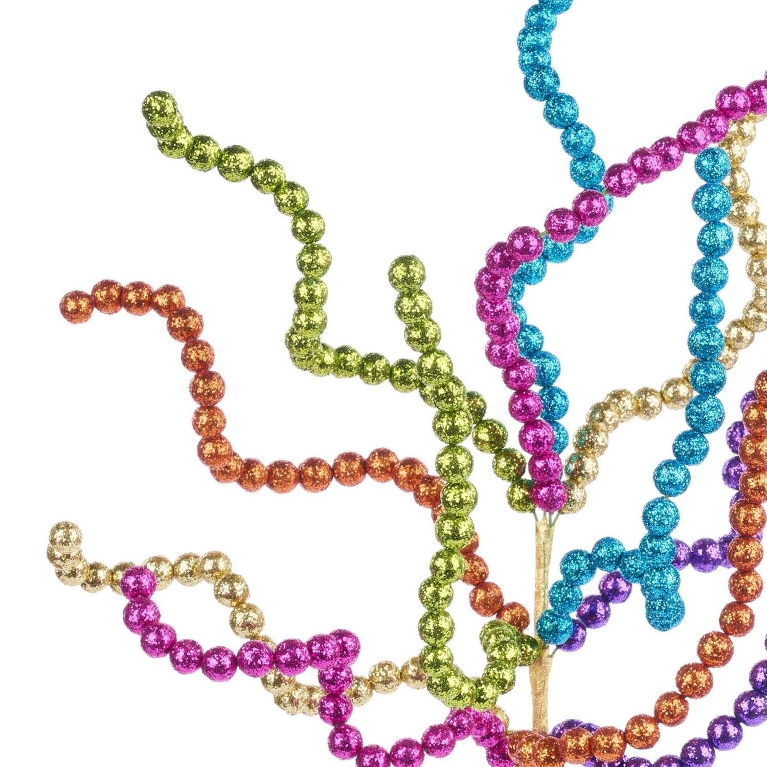 20" Glitter Bead Curly Twig Spray: Fiesta