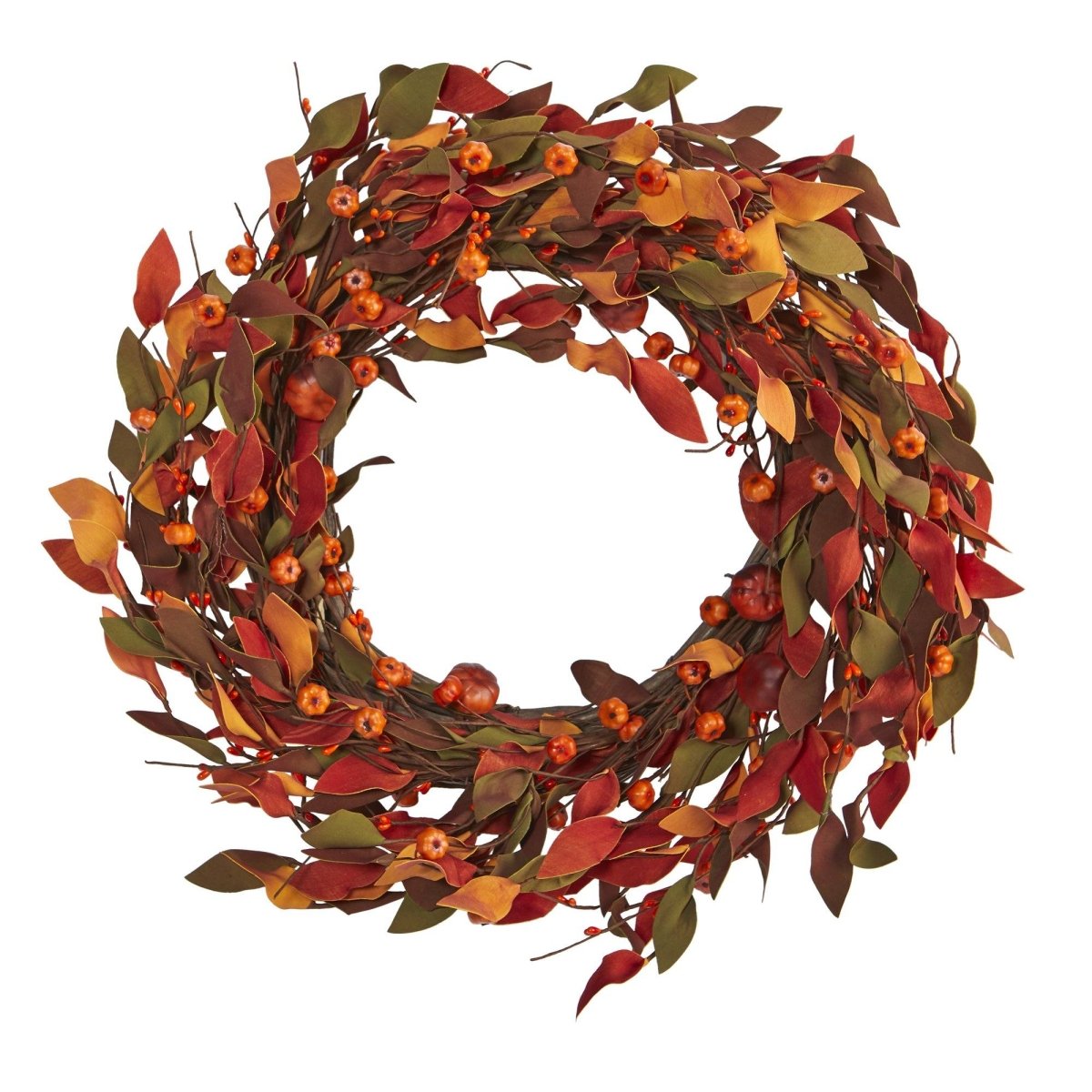 Shop For 20” Harvest Leaf and Mini Pumpkin Artificial Wreath