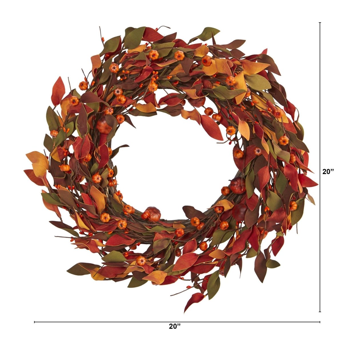 Shop For 20” Harvest Leaf and Mini Pumpkin Artificial Wreath