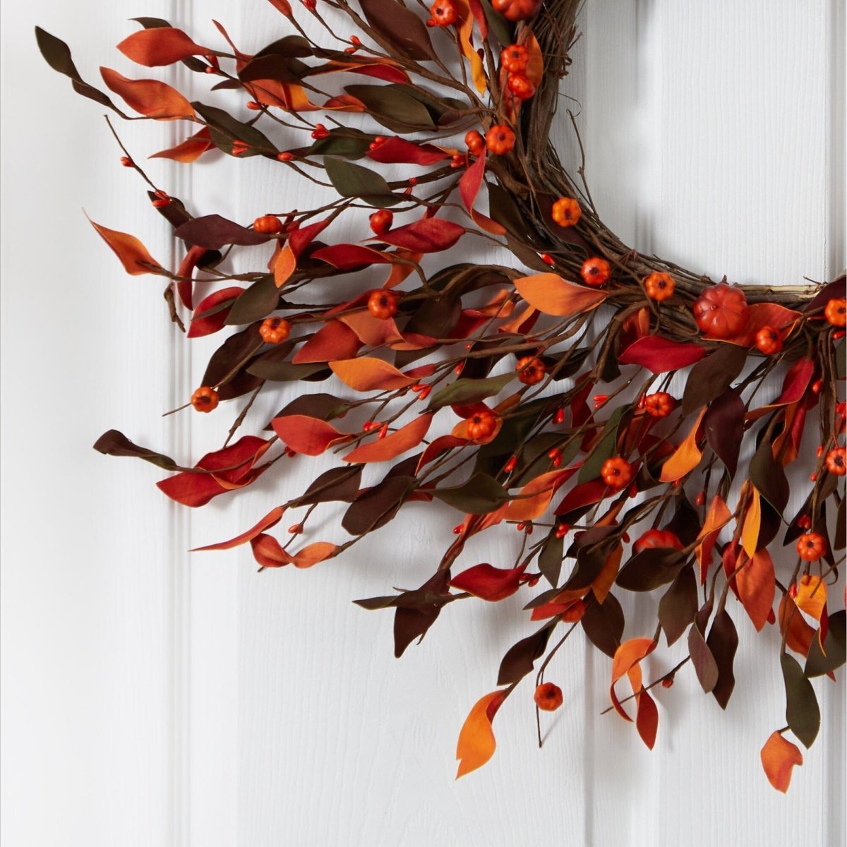 Shop For 20” Harvest Leaf and Mini Pumpkin Artificial Wreath