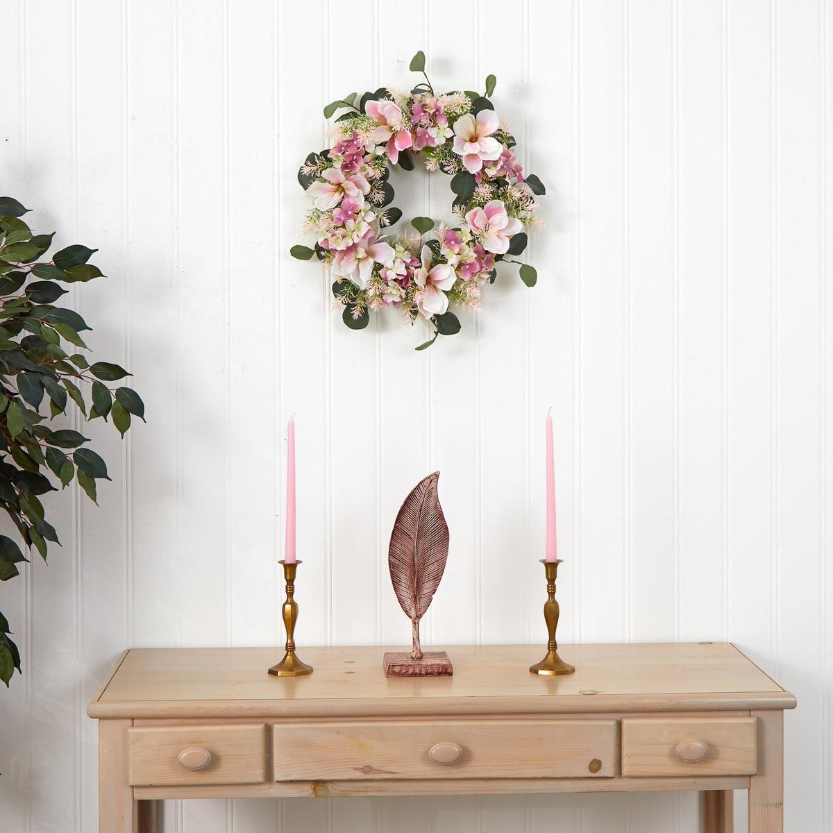 Shop For 20” Hydrangea and Magnolia Artificial Wreath