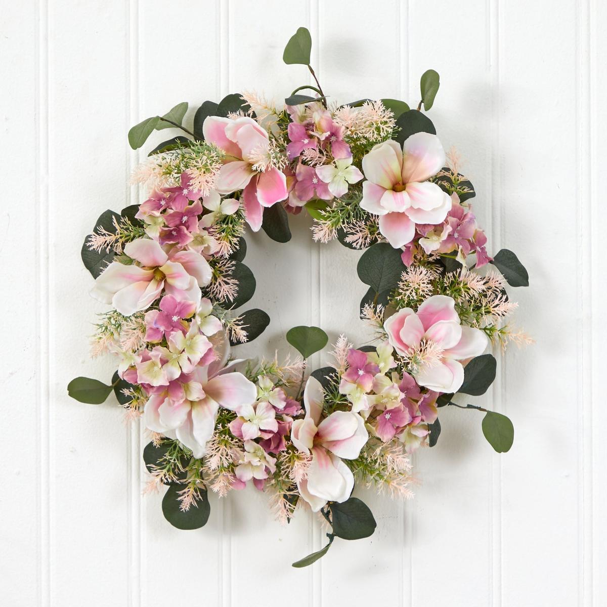 Shop For 20” Hydrangea and Magnolia Artificial Wreath