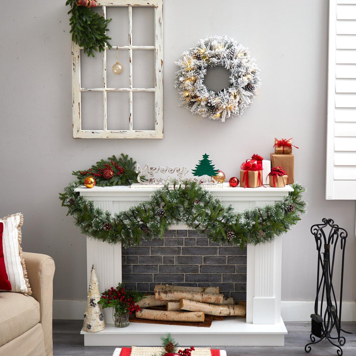 Shop For 20” LED Flocked Artificial Christmas Wreath