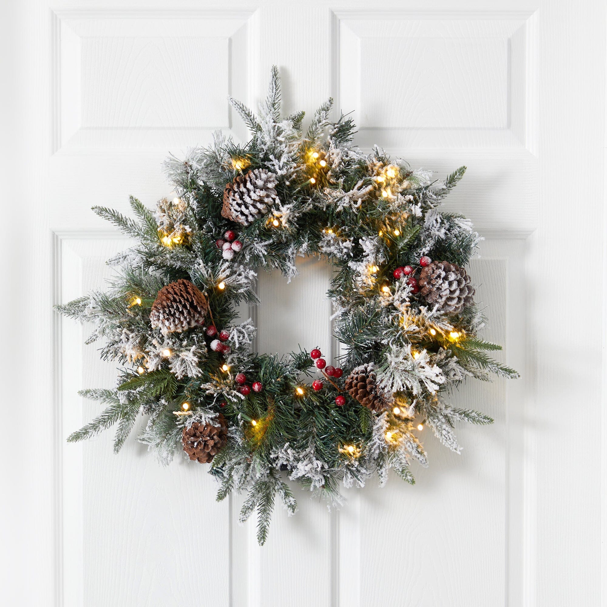 Shop For 20” LED Flocked Artificial Christmas Wreath