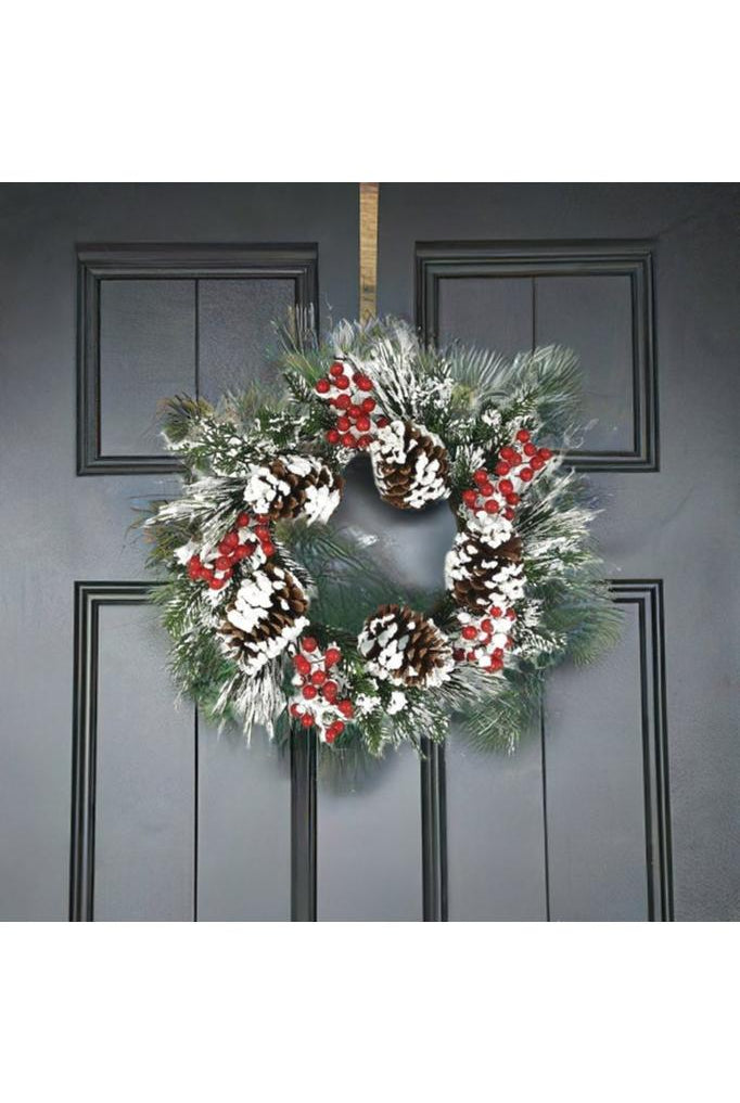 Shop For 20" Snow Mixed Pine Berry Wreath 10013DS