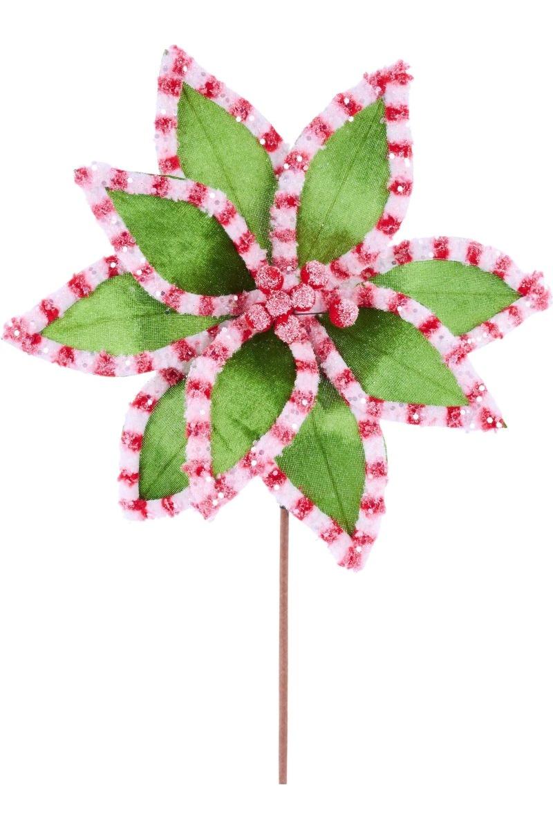 Shop For 20" Velvet Fleece Poinsettia Stem: Red/Green