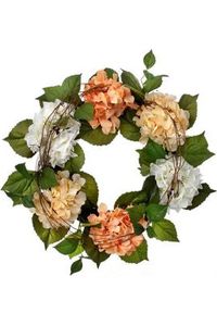 Shop For 20in Coral and Cream Hydrangea Spring Wreath
