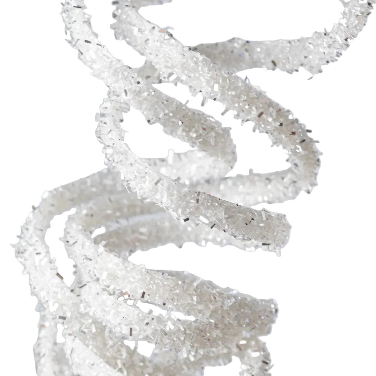 Shop For 20in Curly Glitter Hanging Spray: White/Silver