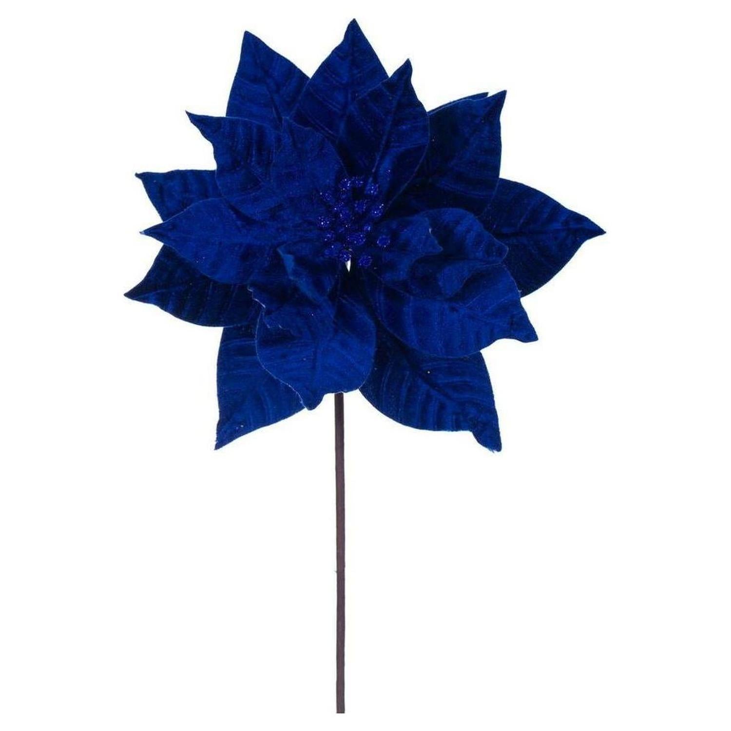 21" Blue Poinsettia Stem