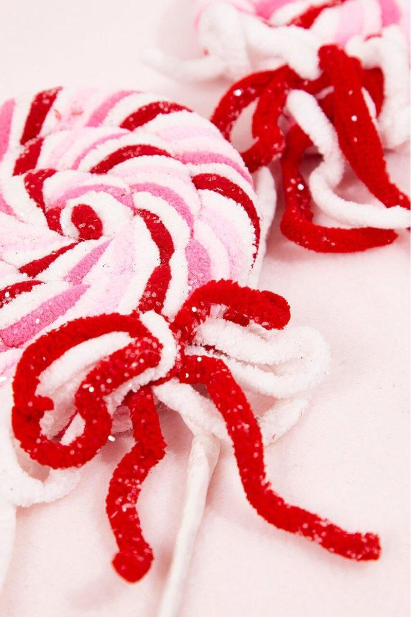 Shop For 21" Chenille Glitter Lollipop Spray Pink/Red at Michelle's aDOORable Creations