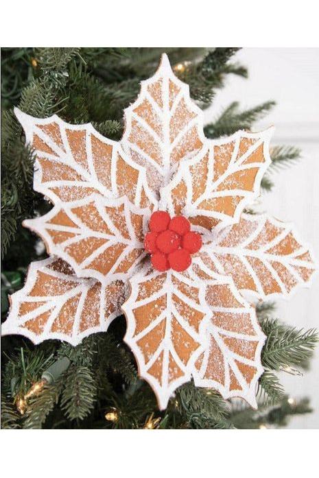 Shop For 21" Frosted Gingerbread Poinsettia Stem