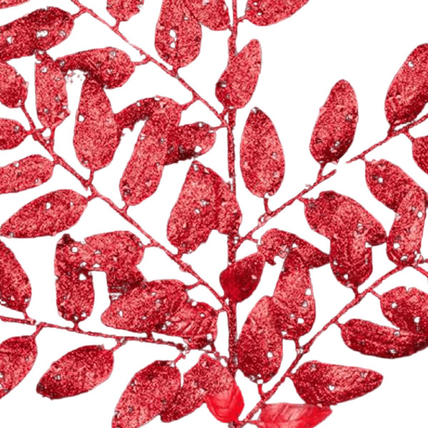 21" Glitter Honey Locust Spray: Red