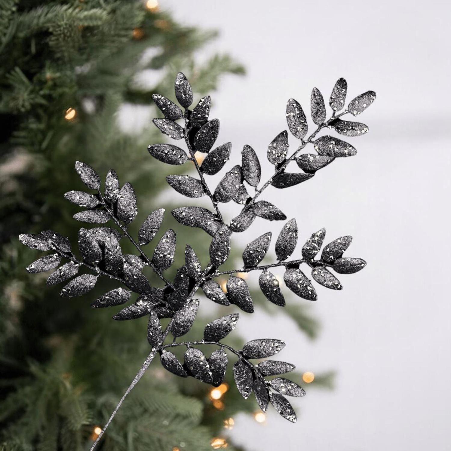 21" Glitter Honey Locust Spray: Smoke Blue